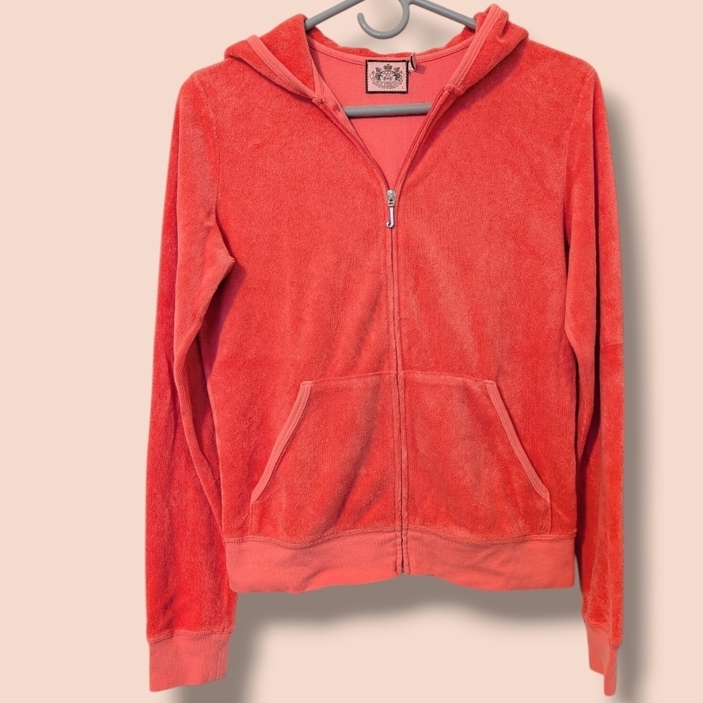 Juicy Couture Pink Terry Cloth Full Zip Hoodie Y2K SM
